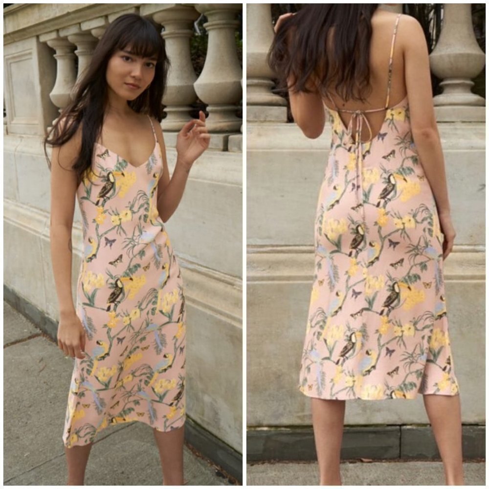 Reformation Chianti Dress ~ Congo Tropical Floral Toucan Bird Print Xs